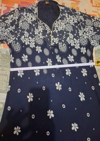 Mavi Bohem Uzun Kollu Bağlama Desenli Tunik - Görsel 6