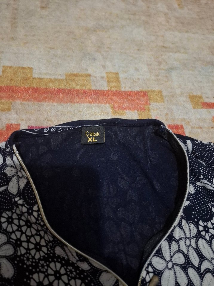 Mavi Bohem Uzun Kollu Bağlama Desenli Tunik - Görsel 3