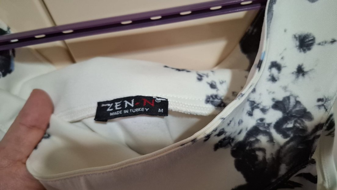 Drapeli Desenli Mini Elbise - Görsel 2