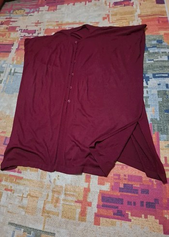 Düğmeli Bordo Bohem Tunik - Görsel 2