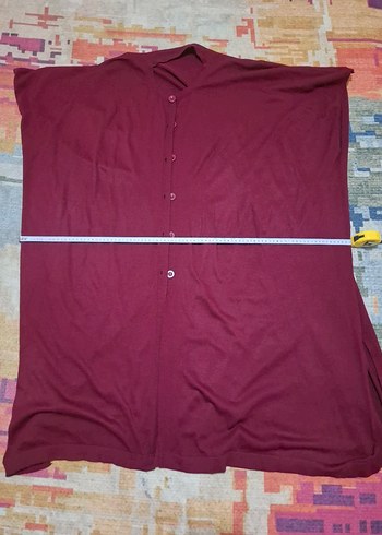 Düğmeli Bordo Bohem Tunik - Görsel 4