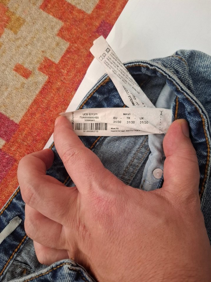 Nakışlı Düğmeli Gri Mavi Kadın Kot Pantolon - Görsel 4