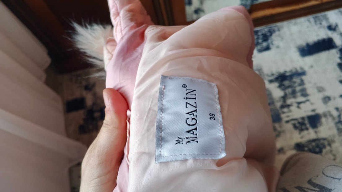 Pembe Uzun Suni Kürklü Kadın Yelek - Görsel 2