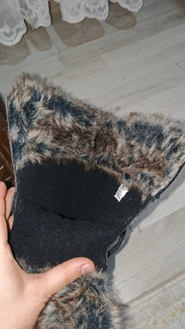 Kahverengi Leopar Desenli Kürklü Kadın Bot - Görsel 4