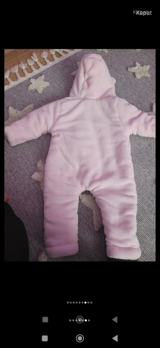 Peluş Detaylı Pembe Kız Bebek Tulumu - Görsel 4