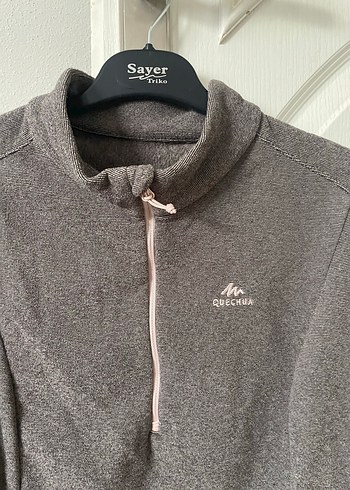 Gri Fermuarlı Yüksek Yakalı Kadın Sweatshirt - Görsel 2