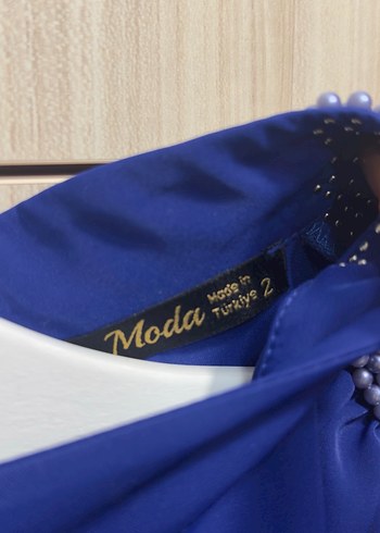 Drapeli Mavi Uzun Kadın Abiye Elbise - Görsel 2