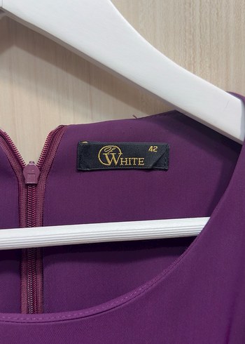 Mor V Yaka Drapeli Kadın Uzun Elbise - Görsel 2