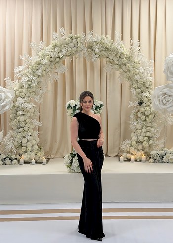 Adl night zoom Siyah Straplez uzun Kadın Elbise - Görsel 3