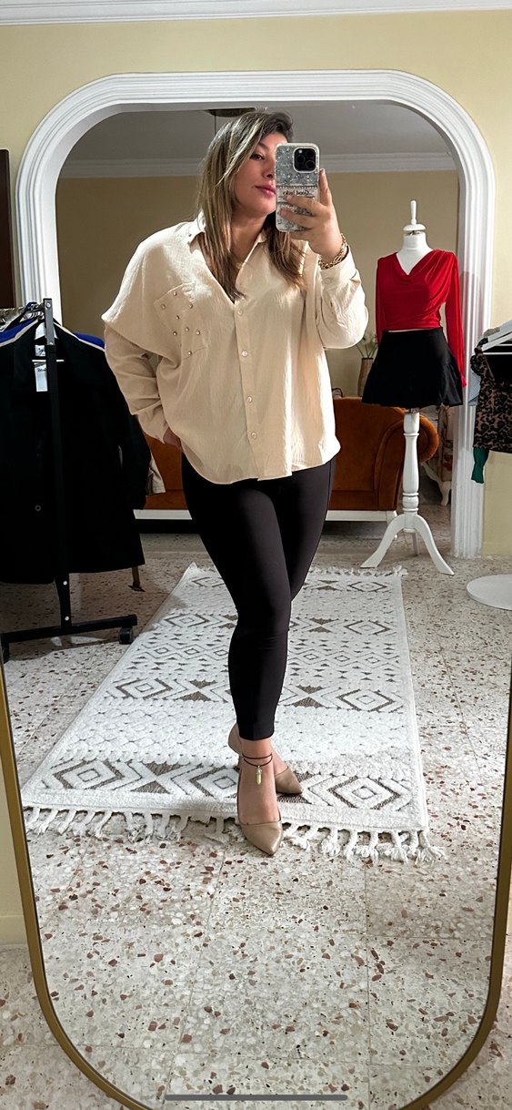 Bej Keten Gömlek - Görsel 2