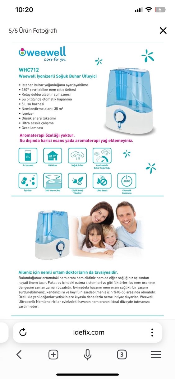 Weewell Nemlendirici Cihaz - Görsel 2