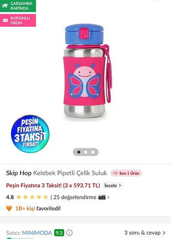 Skip hop Renkli Kelebekli Çocuk Termos Seti - Görsel 2