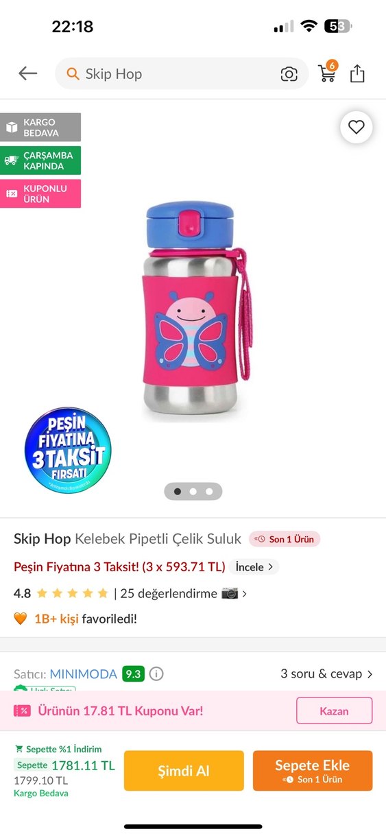 Skip hop Renkli Kelebekli Çocuk Termos Seti - Görsel 2