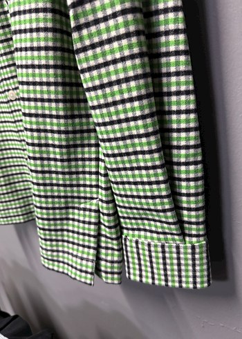 Düğmeli Uzun Kollu Yeşil Kareli Erkek Gömlek - Görsel 3