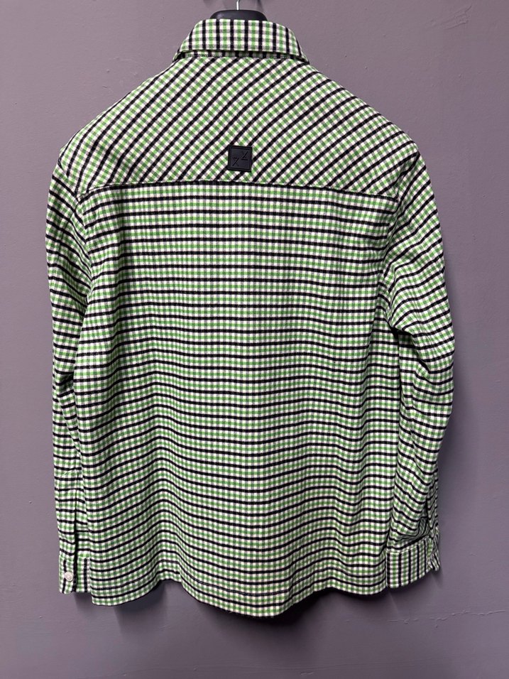 Düğmeli Uzun Kollu Yeşil Kareli Erkek Gömlek - Görsel 4