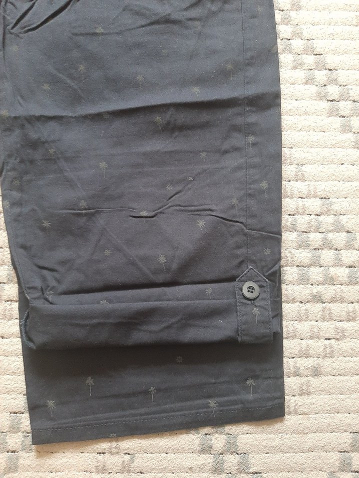 Erkek Lacivert Düğmeli Roller Bermuda Diz alti Şort kapri - Görsel 4