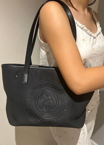 U.S Polo Assn. Uspa Siyah Deri Gorunumlu Buyuk Omuz Cantasi