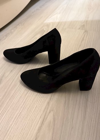 Siyah Süet Dolgu Topuklu Kadın Platform Ayakkabı - Görsel 2
