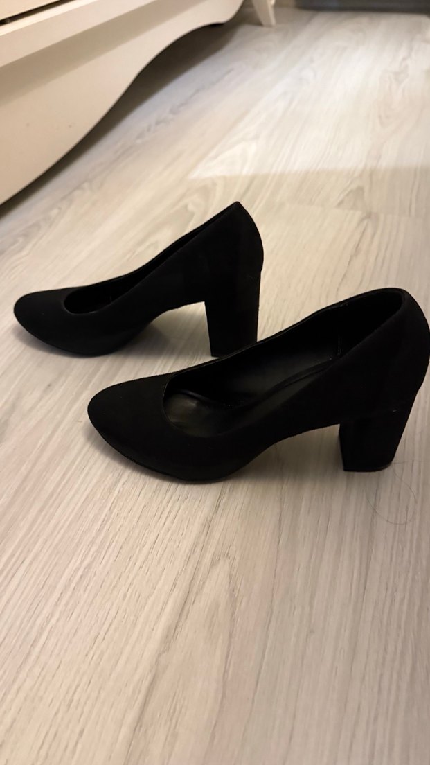 Siyah Süet Dolgu Topuklu Kadın Platform Ayakkabı - Görsel 2