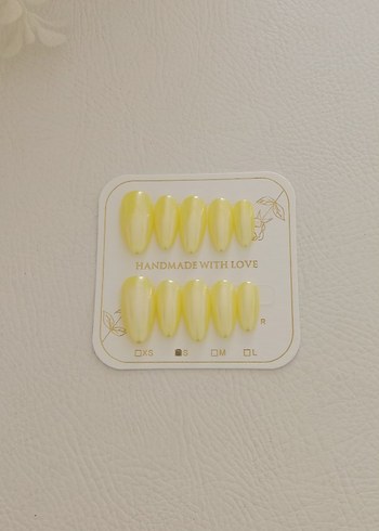 El Yapımı Açık Sarı Takma tırnak - Görsel 4