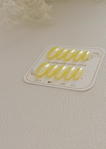 El Yapımı Açık Sarı Takma tırnak - Görsel 3