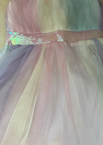 Kız Çocuk Çok Renkli Bohem Straplez Elbise - Görsel 2