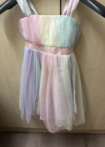 Kız Çocuk Çok Renkli Bohem Straplez Elbise - Görsel 9