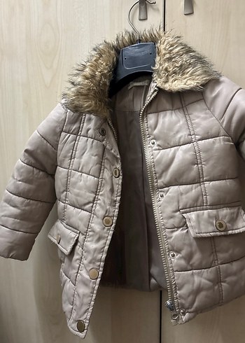 Kız Çocuk Bej Kürklü Mont - Görsel 3