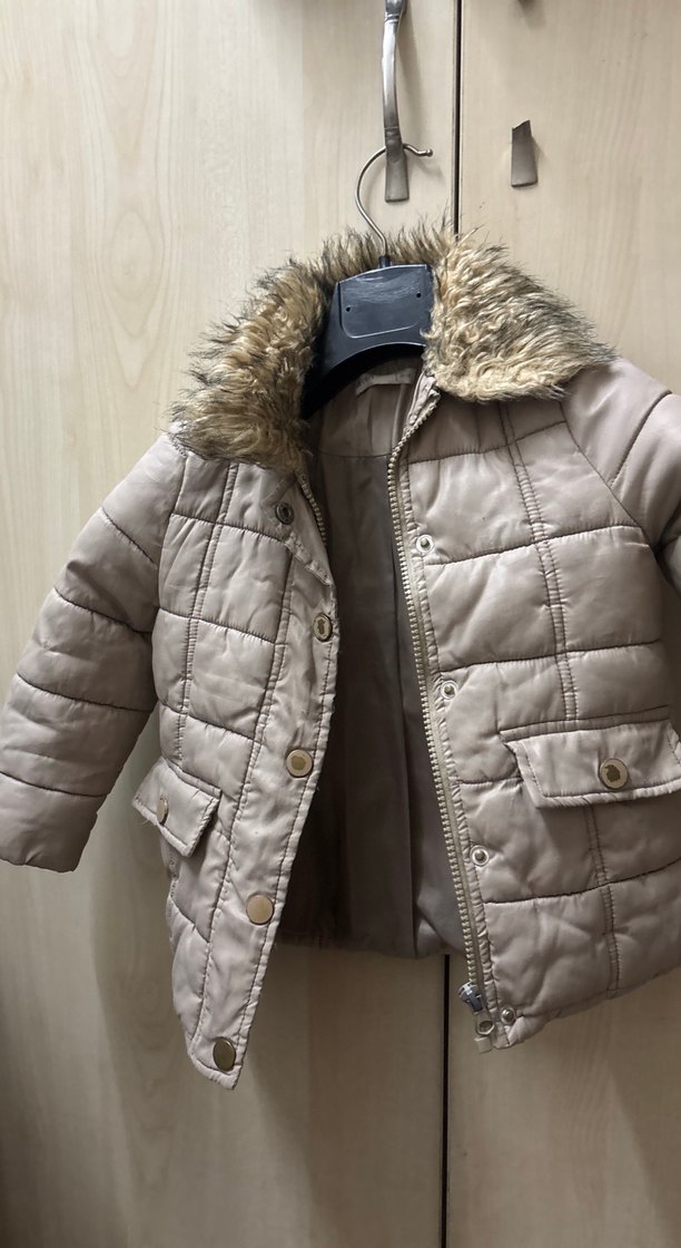 Kız Çocuk Bej Kürklü Mont - Görsel 3