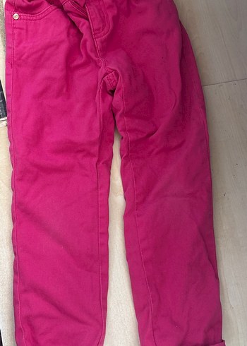 Düğmeli Pembe Kız Çocuk Dar Kesim Pantolon - Görsel 6