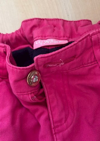 Düğmeli Pembe Kız Çocuk Dar Kesim Pantolon - Görsel 2