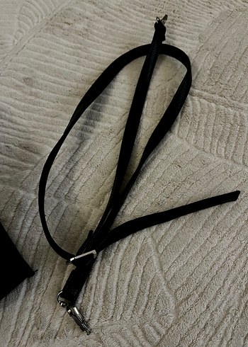 Siyah Deri Yılan Desenli Kadın Çanta butik ürünüdür. - Görsel 3