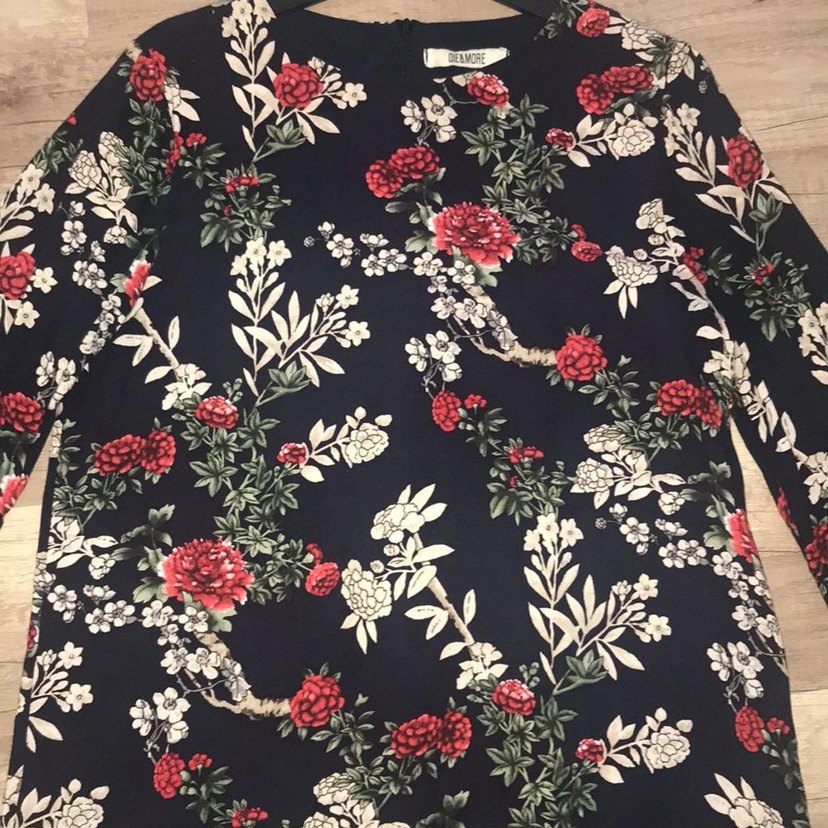 Çiçek Desenli Gri Mini elbise s ve m bedenlerede olur - Görsel 2