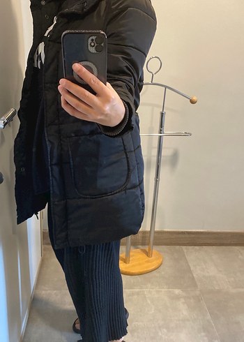 Siyah Kadın Puff Mont, Normal Boy, Dar Kesim - Görsel 2