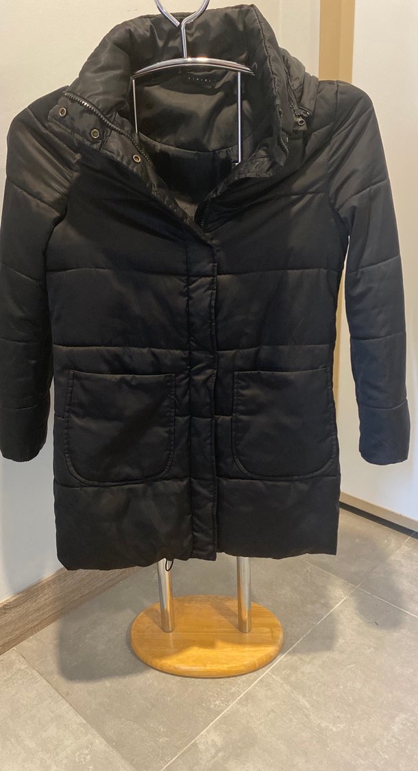 Siyah Kadın Puff Mont, Normal Boy, Dar Kesim - Görsel 3