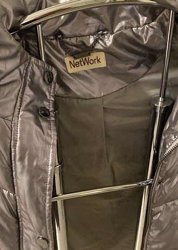 Gri Parlak Kadın Kışlık Mont - Görsel 7