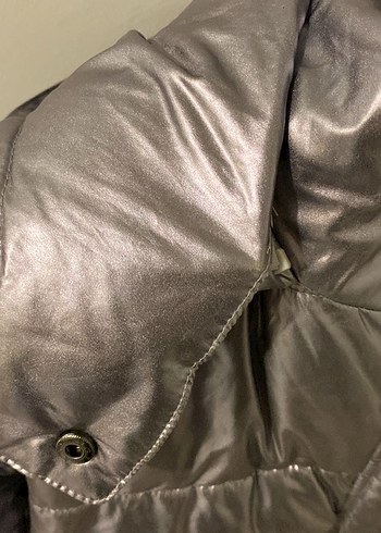 Gri Parlak Kadın Kışlık Mont - Görsel 6