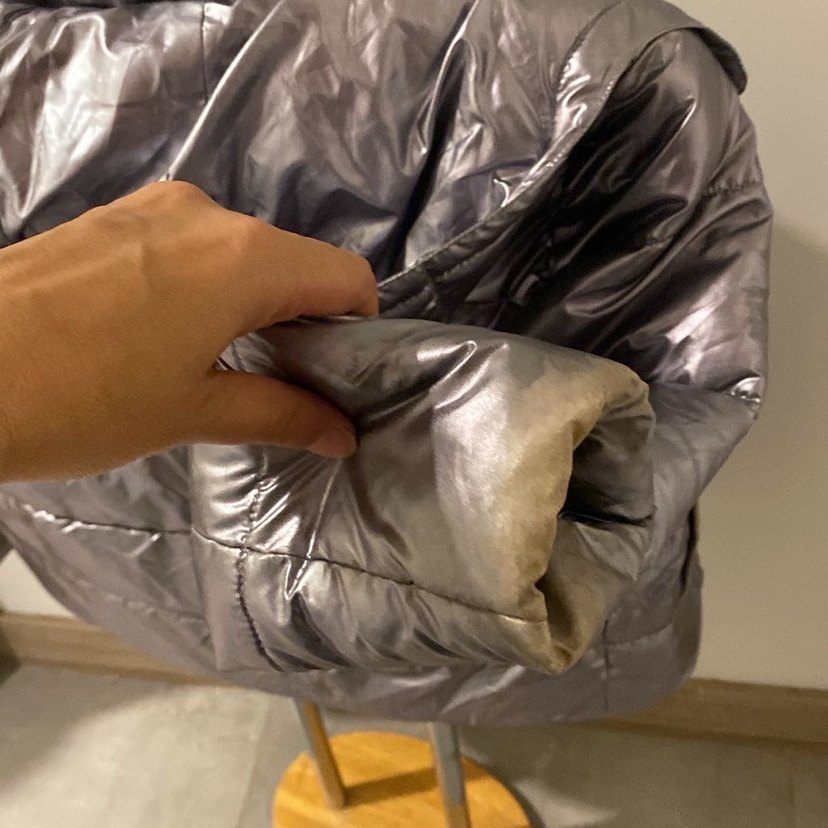 Gri Parlak Kadın Kışlık Mont - Görsel 3