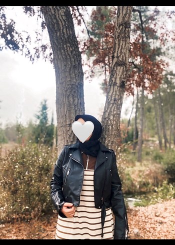 Siyah Kemerli Biker Deri Ceket - Görsel 2