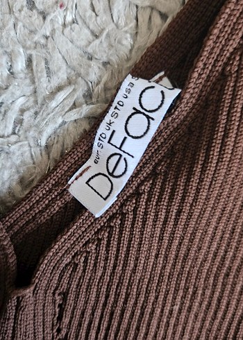 Kahverengi V Yakalı Uzun Triko Elbise - Görsel 2