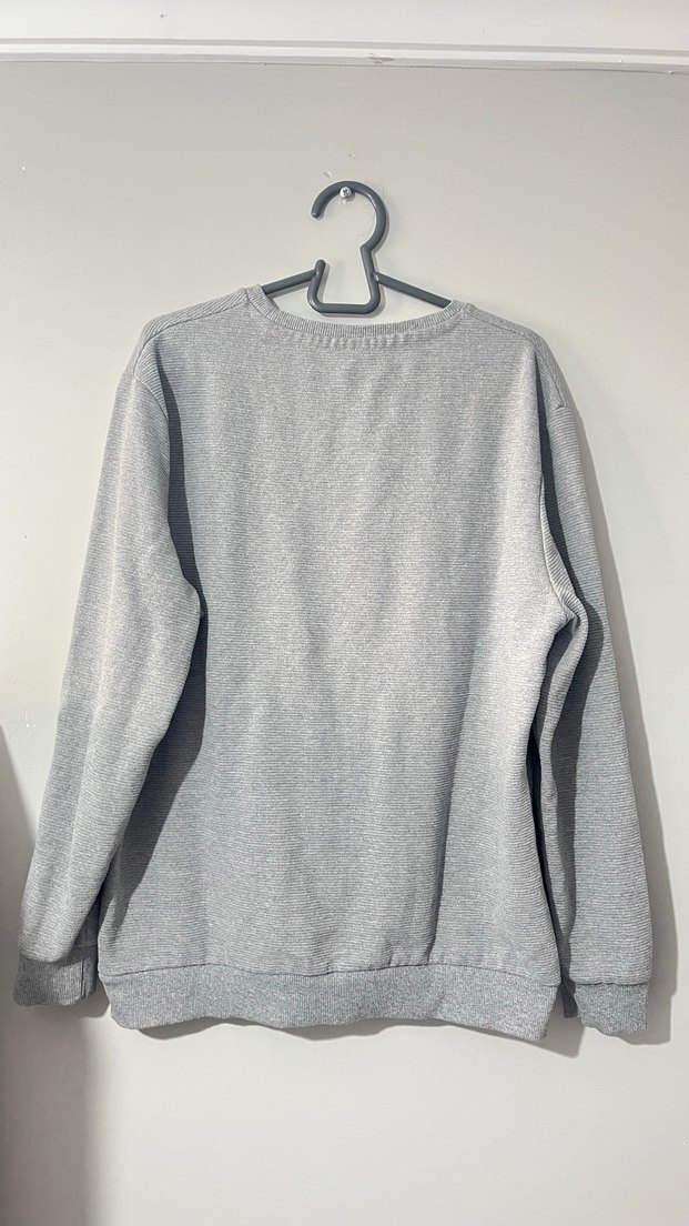 Gri Erkek Sweatshirt Uzun Kollu Basic - Görsel 3