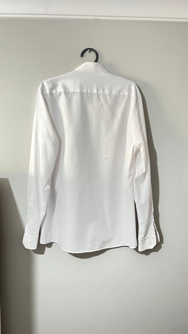 Erkek Beyaz Keten Uzun Kollu Gömlek - Görsel 2