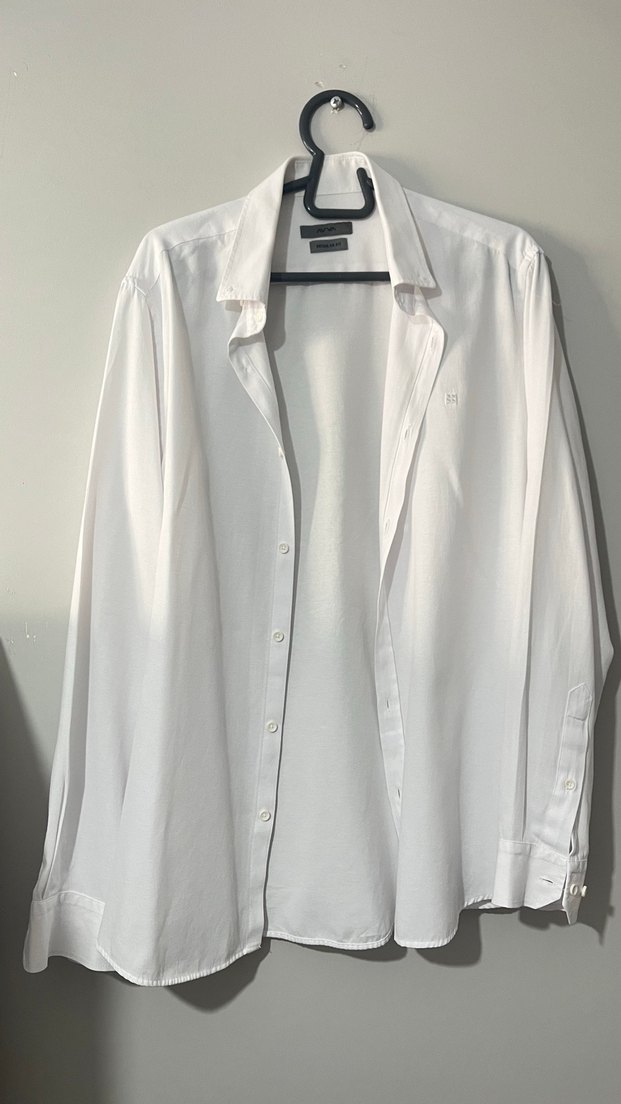 Erkek Beyaz Keten Uzun Kollu Gömlek - Görsel 3