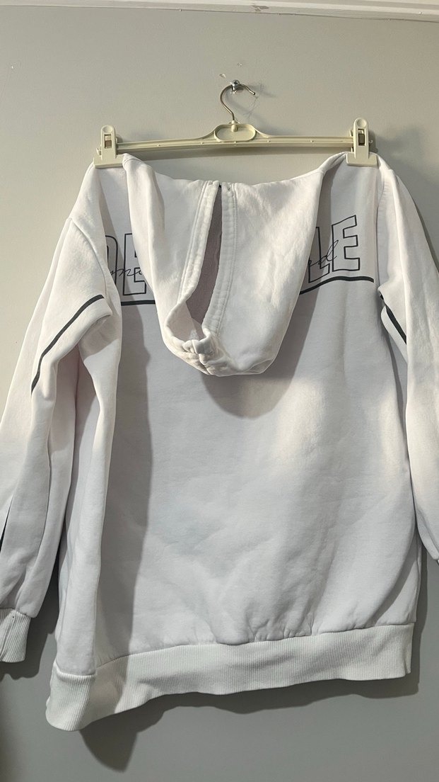 Beyaz Baskılı Erkek  Sweatshirt - Görsel 3