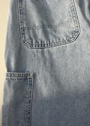 Mavi Bol Kesim Midi Denim Erkek Kot Pantolon - Görsel 3