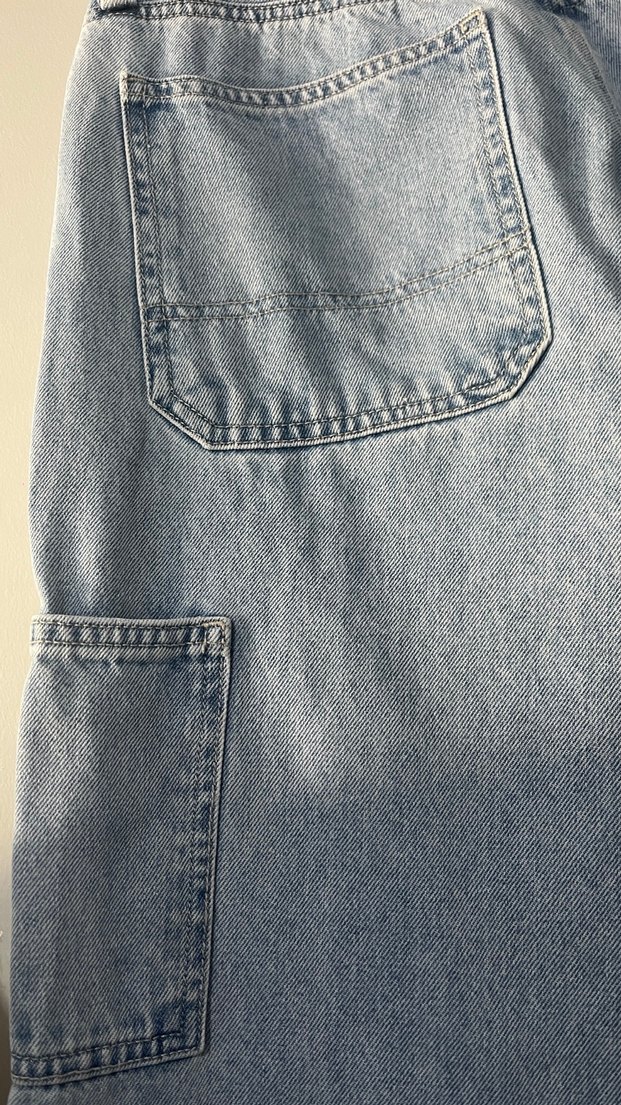 Mavi Bol Kesim Midi Denim Erkek Kot Pantolon - Görsel 3