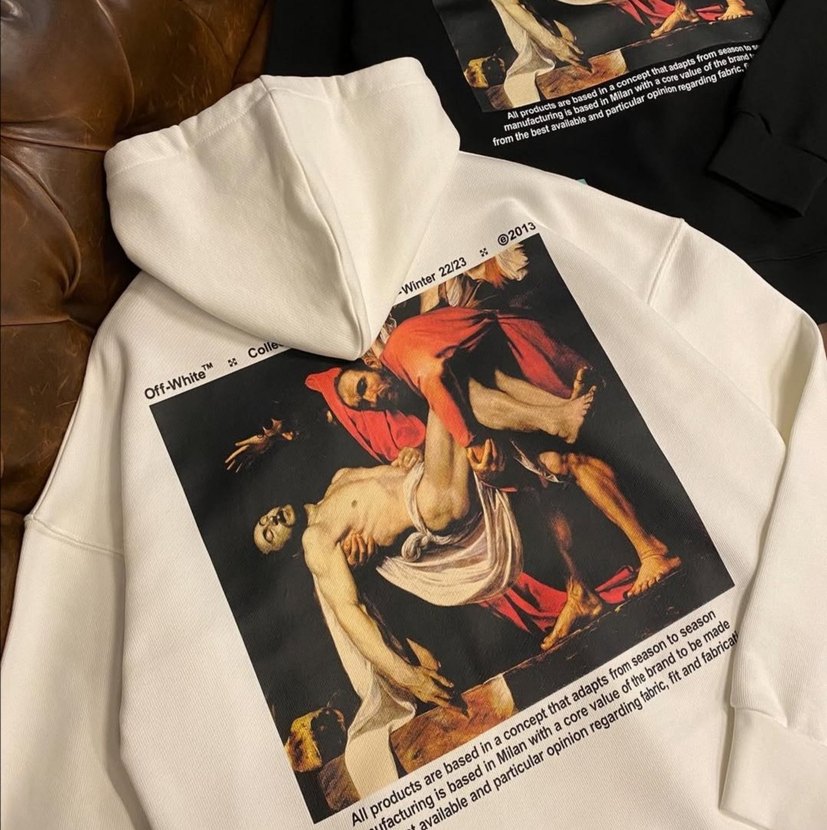 Beyaz Off-White Kapüşonlu Erkek Sweatshirt - Görsel 2