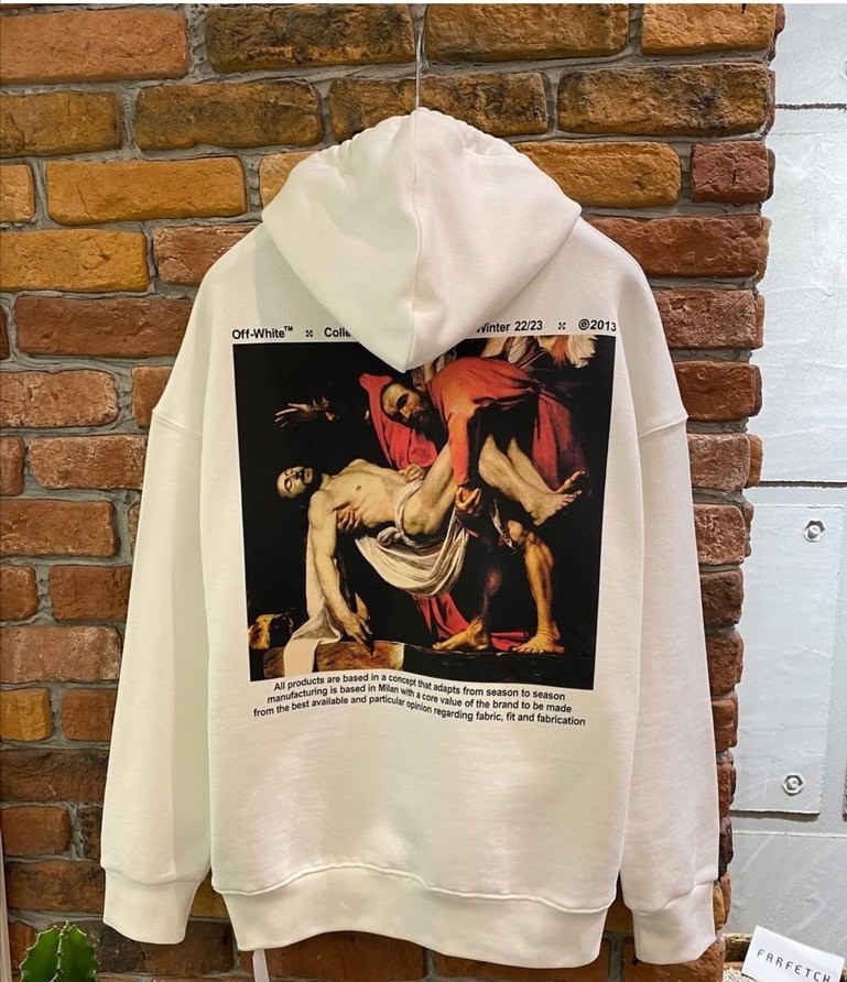 Beyaz Off-White Kapüşonlu Erkek Sweatshirt - Görsel 5