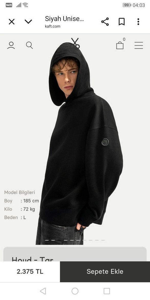 Kaft kapsonlu swetshirt - Görsel 3