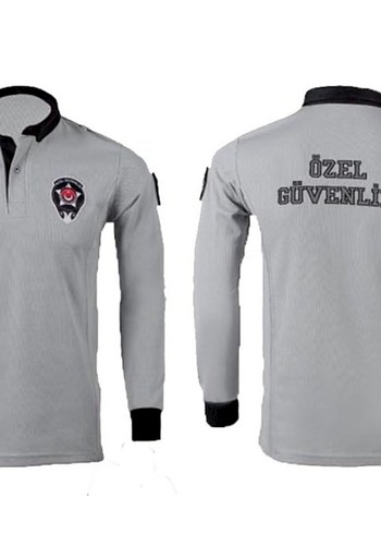 Güvenlik Uzun Kollu Gri Polo Tişört - Görsel 2